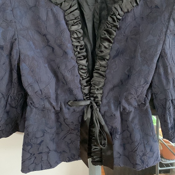 LOFT Navy Ruffled Jacket - Picture 2 of 4